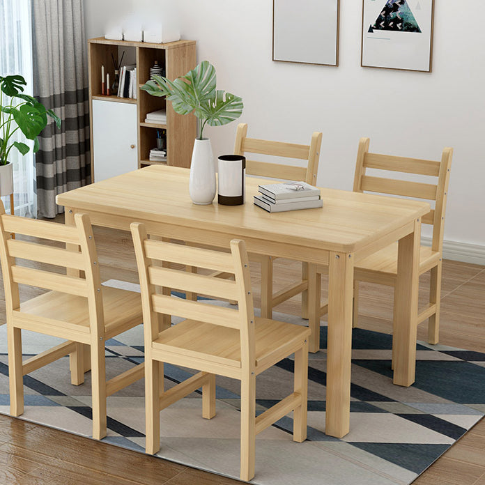 Rectangular Solid Wood Dining Table Modern White-natural Furniture with 4 Legs for Indoor Natural 47.2"L x 29.5"W x 29.5"H Without Chairs Clearhalo 'Dining Tables & Seating' 'Dining Tables' 'dining_table' 'furn' 'furn_dining_table' 'Furniture' 'Kitchen & Dining Furniture' 5998494