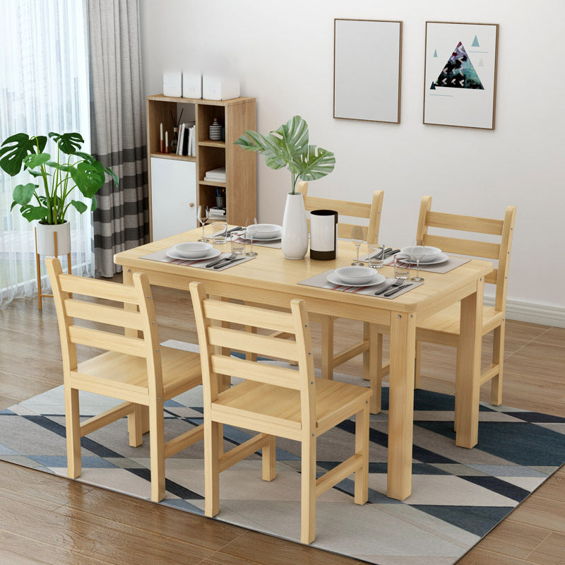Rectangular Solid Wood Dining Table Modern White-natural Furniture with 4 Legs for Indoor Natural 55.1"L x 29.5"W x 29.5"H Without Chairs Clearhalo 'Dining Tables & Seating' 'Dining Tables' 'dining_table' 'furn' 'furn_dining_table' 'Furniture' 'Kitchen & Dining Furniture' 5998495