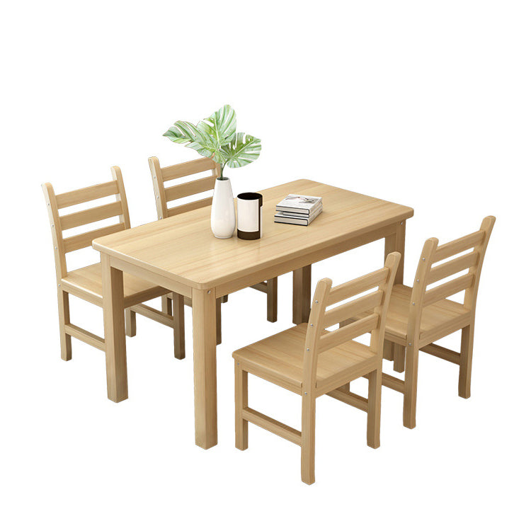 Rectangular Solid Wood Dining Table Modern White-natural Furniture with 4 Legs for Indoor Natural Without Chairs Clearhalo 'Dining Tables & Seating' 'Dining Tables' 'dining_table' 'furn' 'furn_dining_table' 'Furniture' 'Kitchen & Dining Furniture' 5998496