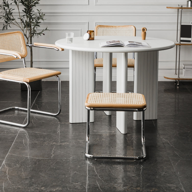 Rectangle Dining Table Engineer Wood Table in Yellow and White Four Leg White 43.3"L x 43.3"W x 29.5"H Clearhalo 'Dining Tables & Seating' 'Dining Tables' 'dining_table' 'furn' 'furn_dining_table' 'Furniture' 'Kitchen & Dining Furniture' 5998508