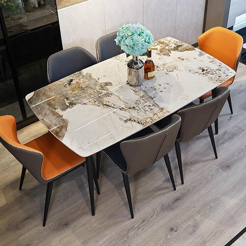 Rectangular Sintered Stone Dining Table Modern Furniture with 4 Legs in Matte Finish Home Pandora Gold 70.9"L x 35.4"W x 29.5"H Without Chairs Clearhalo 'Dining Tables & Seating' 'Dining Tables' 'dining_table' 'furn' 'furn_dining_table' 'Furniture' 'Kitchen & Dining Furniture' 5998543