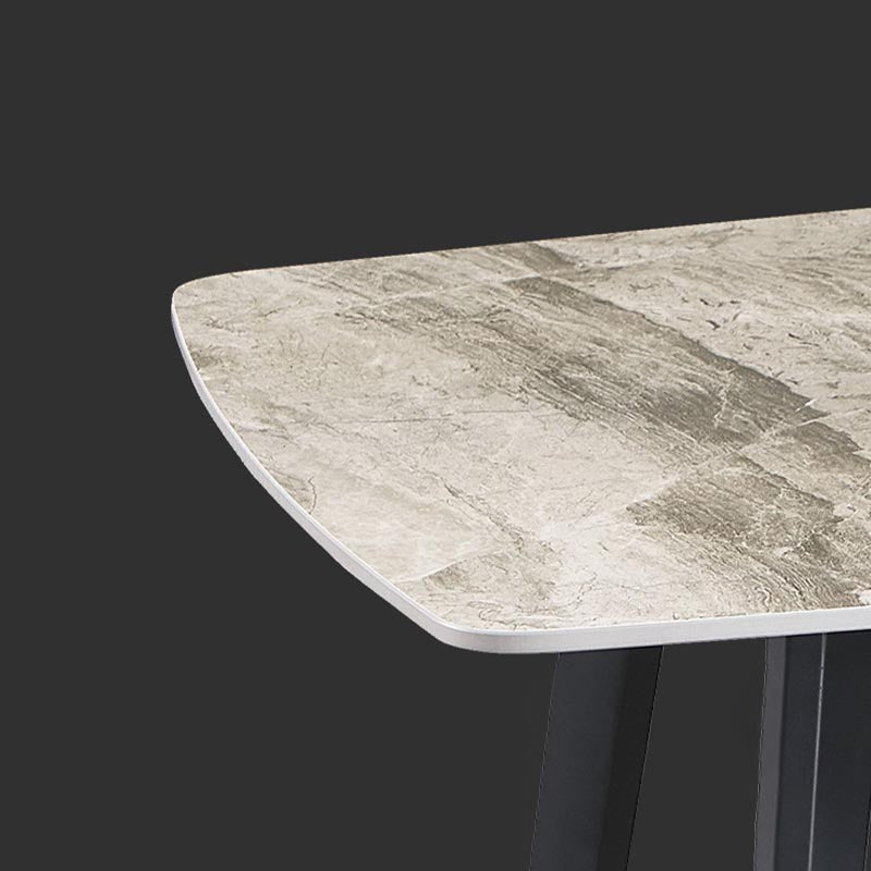 Rectangular Sintered Stone Dining Table Modern Furniture with 4 Legs in Matte Finish Home Clearhalo 'Dining Tables & Seating' 'Dining Tables' 'dining_table' 'furn' 'furn_dining_table' 'Furniture' 'Kitchen & Dining Furniture' 5998545