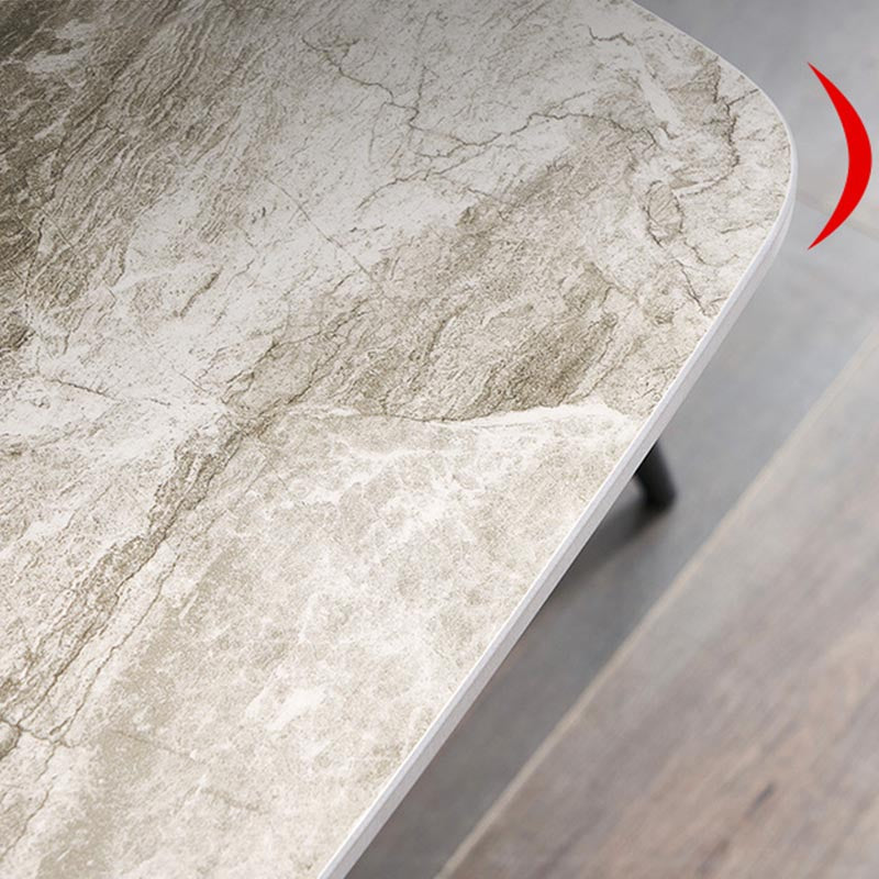Rectangular Sintered Stone Dining Table Modern Furniture with 4 Legs in Matte Finish Home Clearhalo 'Dining Tables & Seating' 'Dining Tables' 'dining_table' 'furn' 'furn_dining_table' 'Furniture' 'Kitchen & Dining Furniture' 5998547
