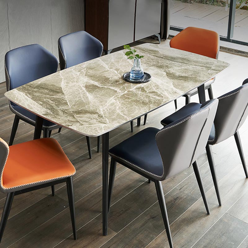 Rectangular Sintered Stone Dining Table Modern Furniture with 4 Legs in Matte Finish Home Clearhalo 'Dining Tables & Seating' 'Dining Tables' 'dining_table' 'furn' 'furn_dining_table' 'Furniture' 'Kitchen & Dining Furniture' 5998549
