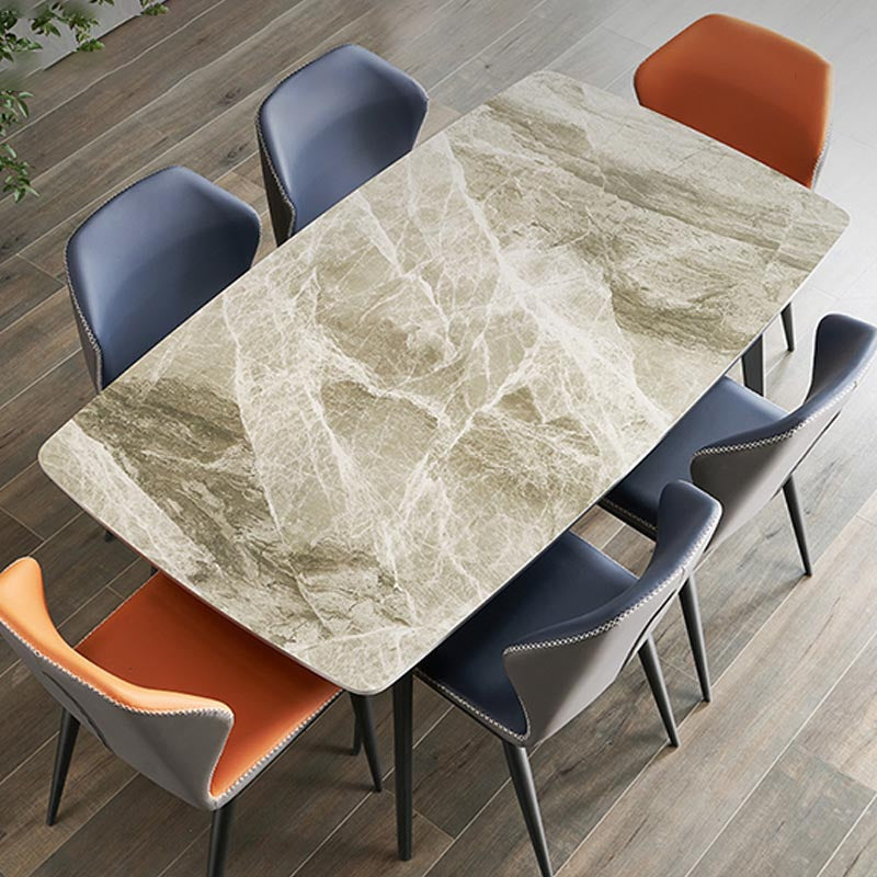 Rectangular Sintered Stone Dining Table Modern Furniture with 4 Legs in Matte Finish Home Clearhalo 'Dining Tables & Seating' 'Dining Tables' 'dining_table' 'furn' 'furn_dining_table' 'Furniture' 'Kitchen & Dining Furniture' 5998550