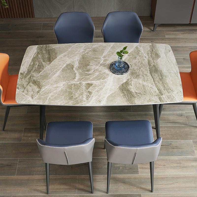 Rectangular Sintered Stone Dining Table Modern Furniture with 4 Legs in Matte Finish Home Gray 63"L x 35.4"W x 29.5"H Without Chairs Clearhalo 'Dining Tables & Seating' 'Dining Tables' 'dining_table' 'furn' 'furn_dining_table' 'Furniture' 'Kitchen & Dining Furniture' 5998551