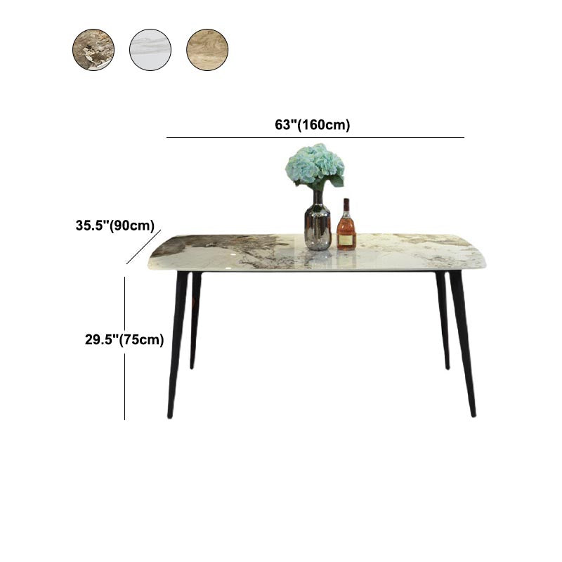 Rectangular Sintered Stone Dining Table Modern Furniture with 4 Legs in Matte Finish Home Clearhalo 'Dining Tables & Seating' 'Dining Tables' 'dining_table' 'furn' 'furn_dining_table' 'Furniture' 'Kitchen & Dining Furniture' 5998556