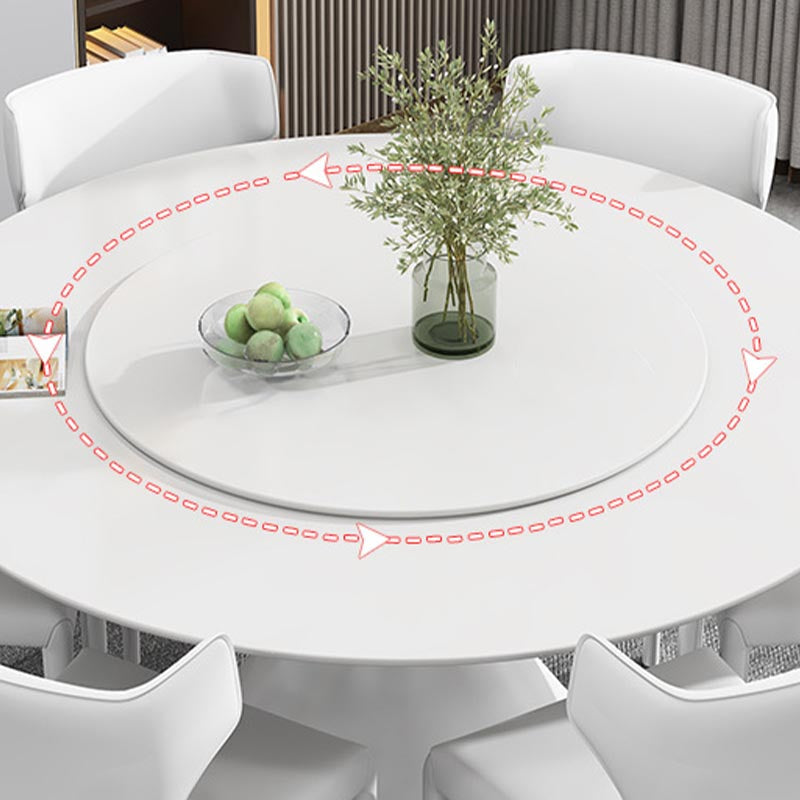 Round Sintered Stone Dining Table Modern Turntable Furniture with Pedestal Base
