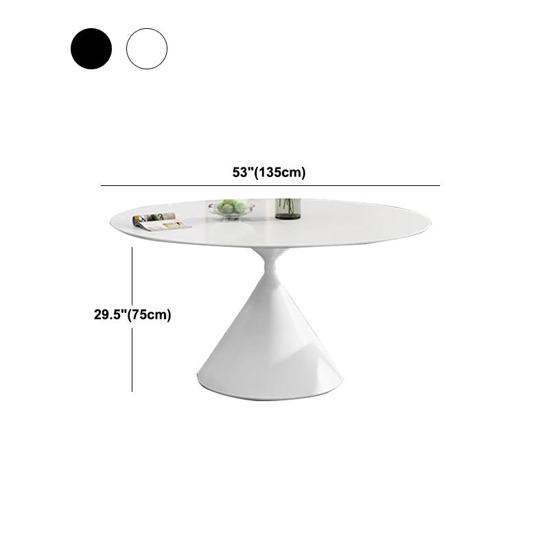 Round Sintered Stone Dining Table Modern Turntable Furniture with Pedestal Base