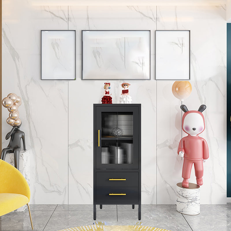 Server da pranzo di finitura metallica con porte di vetro Glam Sideboard con le gambe