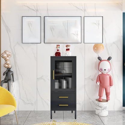 Server da pranzo di finitura metallica con porte di vetro Glam Sideboard con le gambe