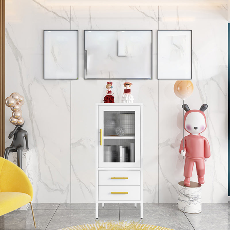 Server da pranzo di finitura metallica con porte di vetro Glam Sideboard con le gambe