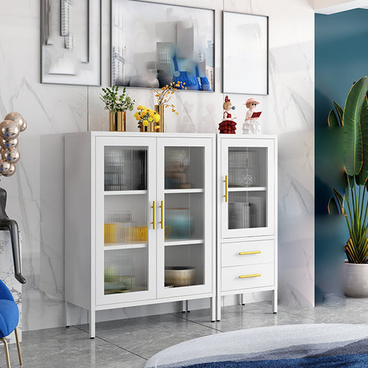 Server da pranzo di finitura metallica con porte di vetro Glam Sideboard con le gambe