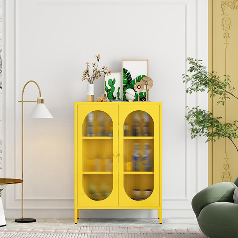 Server da pranzo di finitura metallica con porte di vetro Glam Sideboard con le gambe