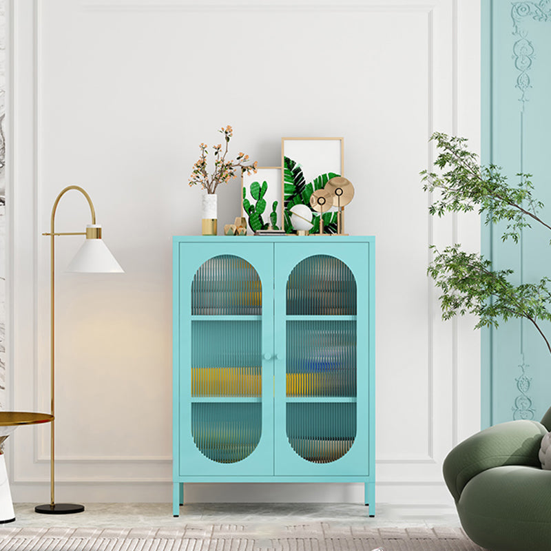 Server da pranzo di finitura metallica con porte di vetro Glam Sideboard con le gambe