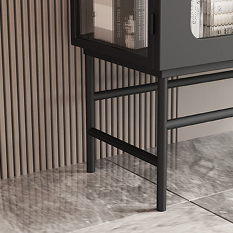 Contemporary Glass Doors Dining Server Metallic Finish Dining Server for Kitchen Clearhalo 'buffet_sideboard' 'Buffets & Sideboards' 'furn' 'furn_buffet_sideboard' 'Furniture' 'Kitchen & Dining Furniture' 5998757