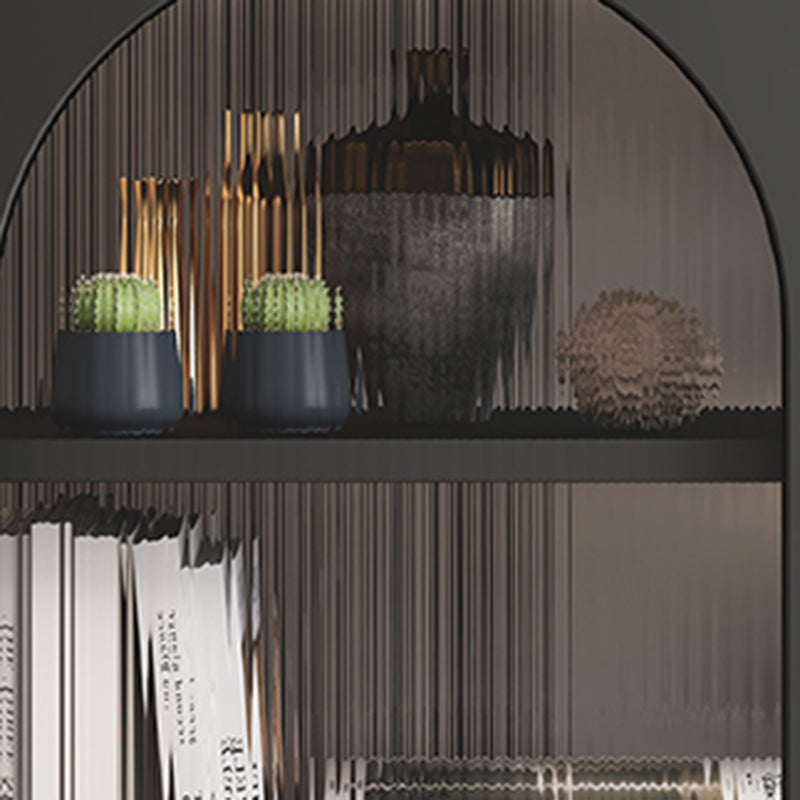 Contemporary Glass Doors Dining Server Metallic Finish Dining Server for Kitchen Clearhalo 'buffet_sideboard' 'Buffets & Sideboards' 'furn' 'furn_buffet_sideboard' 'Furniture' 'Kitchen & Dining Furniture' 5998758