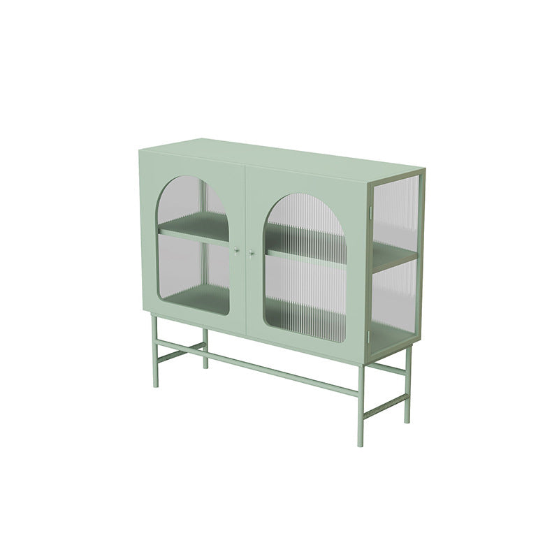 Contemporary Glass Doors Dining Server Metallic Finish Dining Server for Kitchen Pea Green Clearhalo 'buffet_sideboard' 'Buffets & Sideboards' 'furn' 'furn_buffet_sideboard' 'Furniture' 'Kitchen & Dining Furniture' 5998764