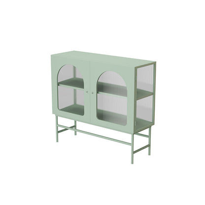 Contemporary Glass Doors Dining Server Metallic Finish Dining Server for Kitchen Pea Green Clearhalo 'buffet_sideboard' 'Buffets & Sideboards' 'furn' 'furn_buffet_sideboard' 'Furniture' 'Kitchen & Dining Furniture' 5998764