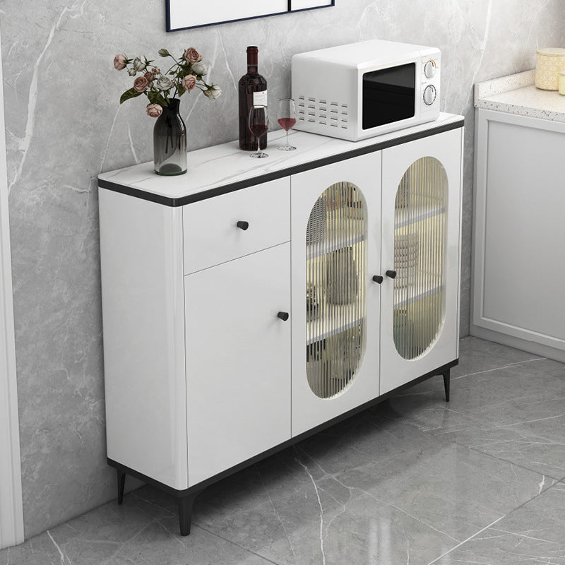 Modern Sideboard with LED Lights Wood Dining Server for Dining Room 55.1"L x 11.8"W x 36.2"H Black Clearhalo 'buffet_sideboard' 'Buffets & Sideboards' 'furn' 'furn_buffet_sideboard' 'Furniture' 'Kitchen & Dining Furniture' 5998796