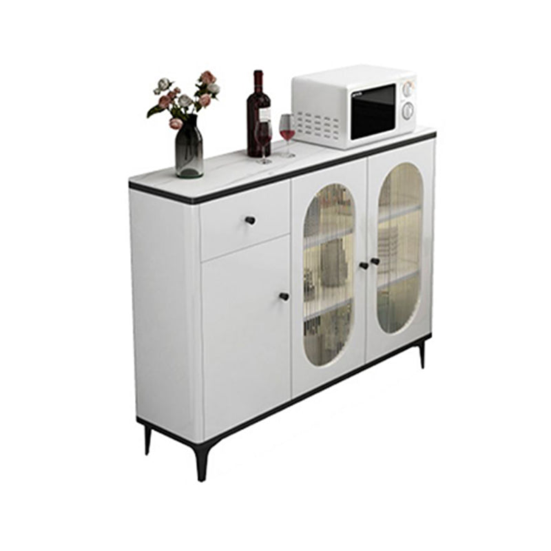 Modern Sideboard with LED Lights Wood Dining Server for Dining Room 47"L x 12"W x 36"H Black Clearhalo 'buffet_sideboard' 'Buffets & Sideboards' 'furn' 'furn_buffet_sideboard' 'Furniture' 'Kitchen & Dining Furniture' 5998800