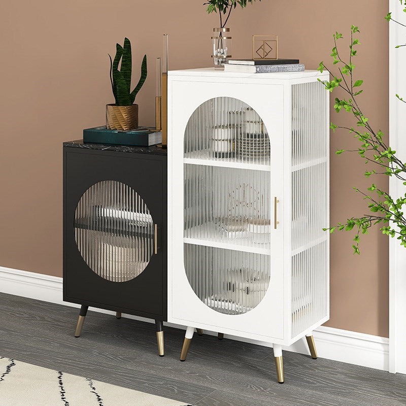 Glam Dining Server with Metal Legs Metallic Finish Sideboard with Glass Door Clearhalo 'buffet_sideboard' 'Buffets & Sideboards' 'furn' 'furn_buffet_sideboard' 'Furniture' 'Kitchen & Dining Furniture' 5998819