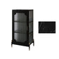Glam Dining Server with Metal Legs Metallic Finish Sideboard with Glass Door 21"L x 14"W x 43"H Gloss Black Clearhalo 'buffet_sideboard' 'Buffets & Sideboards' 'furn' 'furn_buffet_sideboard' 'Furniture' 'Kitchen & Dining Furniture' 5998821