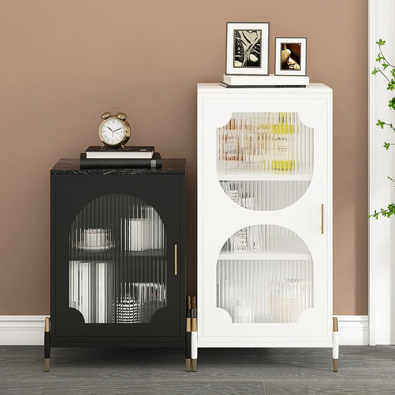 Glam Dining Server with Metal Legs Metallic Finish Sideboard with Glass Door Clearhalo 'buffet_sideboard' 'Buffets & Sideboards' 'furn' 'furn_buffet_sideboard' 'Furniture' 'Kitchen & Dining Furniture' 5998822