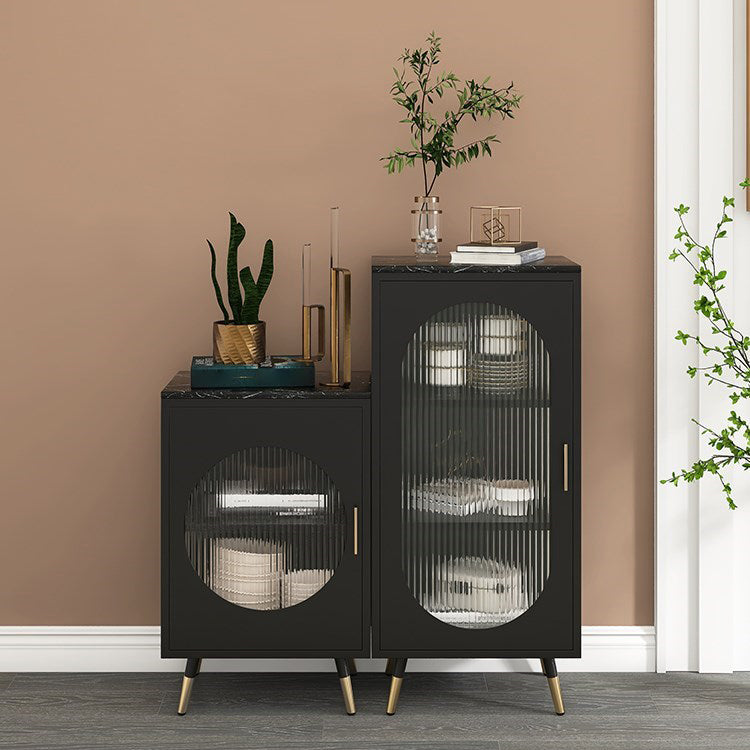 Glam Dining Server with Metal Legs Metallic Finish Sideboard with Glass Door Clearhalo 'buffet_sideboard' 'Buffets & Sideboards' 'furn' 'furn_buffet_sideboard' 'Furniture' 'Kitchen & Dining Furniture' 5998825