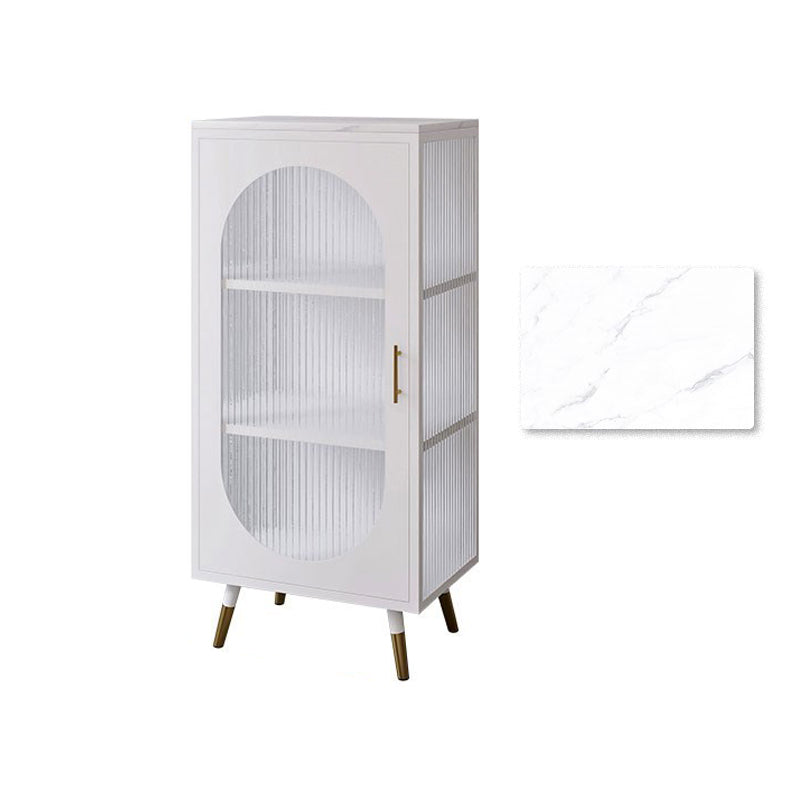 Glam Dining Server with Metal Legs Metallic Finish Sideboard with Glass Door 20"L x 14"W x 42"H White Clearhalo 'buffet_sideboard' 'Buffets & Sideboards' 'furn' 'furn_buffet_sideboard' 'Furniture' 'Kitchen & Dining Furniture' 5998826