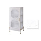 Glam Dining Server with Metal Legs Metallic Finish Sideboard with Glass Door 21"L x 14"W x 43"H White Clearhalo 'buffet_sideboard' 'Buffets & Sideboards' 'furn' 'furn_buffet_sideboard' 'Furniture' 'Kitchen & Dining Furniture' 5998827