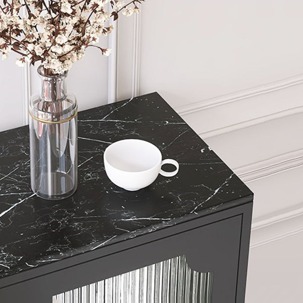 Glam Dining Server with Metal Legs Metallic Finish Sideboard with Glass Door Clearhalo 'buffet_sideboard' 'Buffets & Sideboards' 'furn' 'furn_buffet_sideboard' 'Furniture' 'Kitchen & Dining Furniture' 5998829