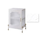 Glam Dining Server with Metal Legs Metallic Finish Sideboard with Glass Door 21"L x 14"W x 29"H Gloss White Clearhalo 'buffet_sideboard' 'Buffets & Sideboards' 'furn' 'furn_buffet_sideboard' 'Furniture' 'Kitchen & Dining Furniture' 5998830