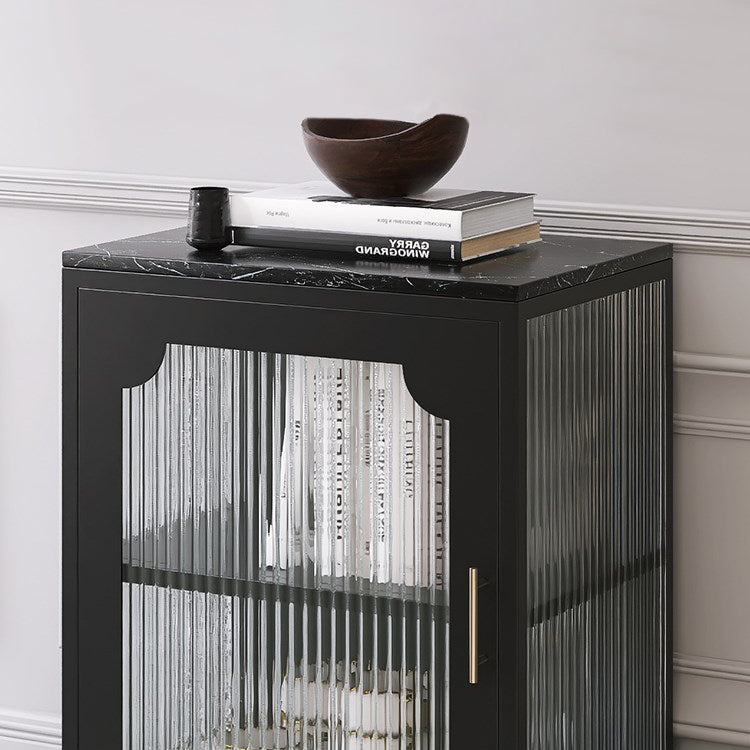 Glam Dining Server with Metal Legs Metallic Finish Sideboard with Glass Door Clearhalo 'buffet_sideboard' 'Buffets & Sideboards' 'furn' 'furn_buffet_sideboard' 'Furniture' 'Kitchen & Dining Furniture' 5998832