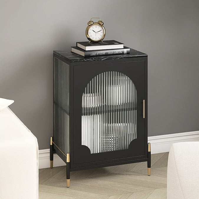 Glam Dining Server with Metal Legs Metallic Finish Sideboard with Glass Door Clearhalo 'buffet_sideboard' 'Buffets & Sideboards' 'furn' 'furn_buffet_sideboard' 'Furniture' 'Kitchen & Dining Furniture' 5998841