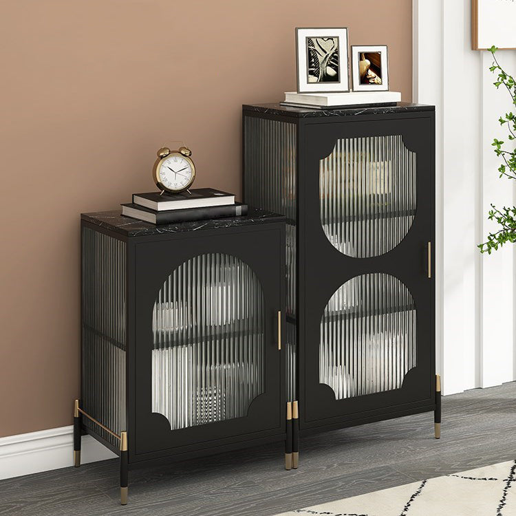 Glam Dining Server with Metal Legs Metallic Finish Sideboard with Glass Door Clearhalo 'buffet_sideboard' 'Buffets & Sideboards' 'furn' 'furn_buffet_sideboard' 'Furniture' 'Kitchen & Dining Furniture' 5998842