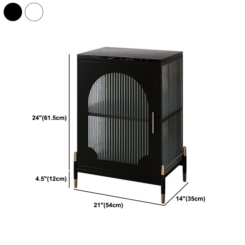 Glam Dining Server with Metal Legs Metallic Finish Sideboard with Glass Door Clearhalo 'buffet_sideboard' 'Buffets & Sideboards' 'furn' 'furn_buffet_sideboard' 'Furniture' 'Kitchen & Dining Furniture' 5998845