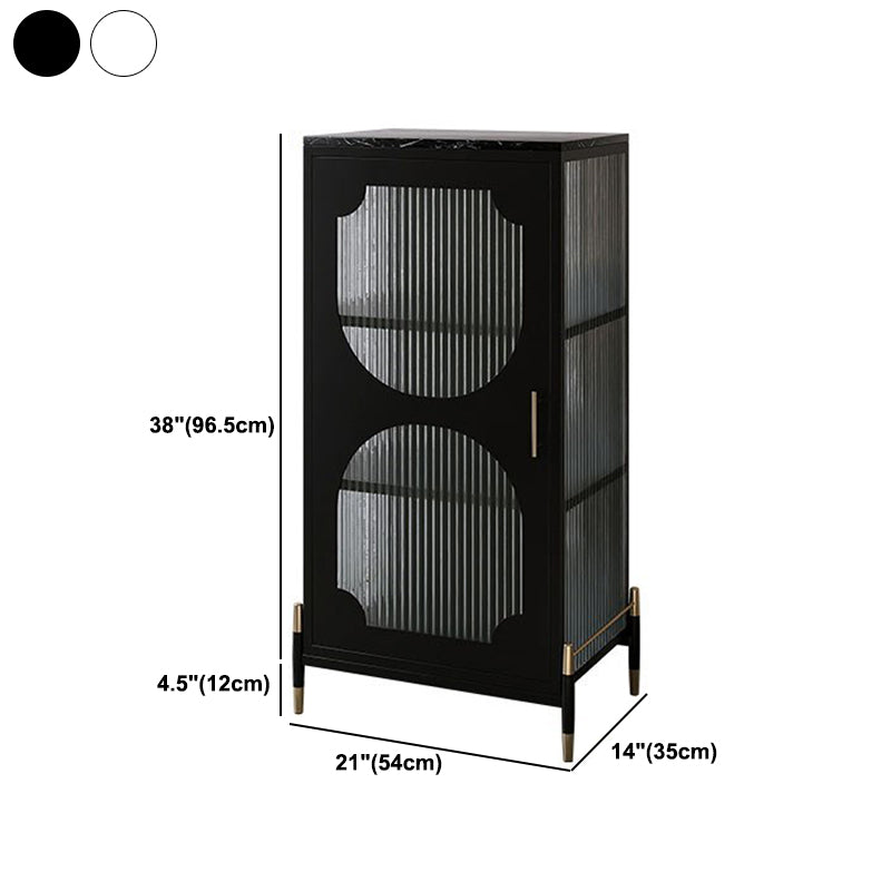 Glam Dining Server with Metal Legs Metallic Finish Sideboard with Glass Door Clearhalo 'buffet_sideboard' 'Buffets & Sideboards' 'furn' 'furn_buffet_sideboard' 'Furniture' 'Kitchen & Dining Furniture' 5998846