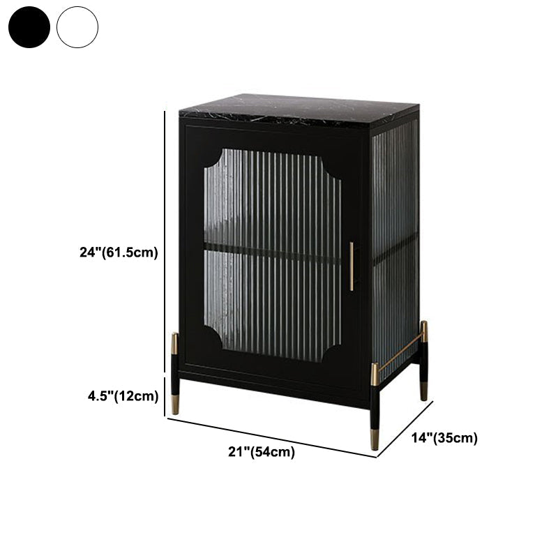 Glam Dining Server with Metal Legs Metallic Finish Sideboard with Glass Door Clearhalo 'buffet_sideboard' 'Buffets & Sideboards' 'furn' 'furn_buffet_sideboard' 'Furniture' 'Kitchen & Dining Furniture' 5998847