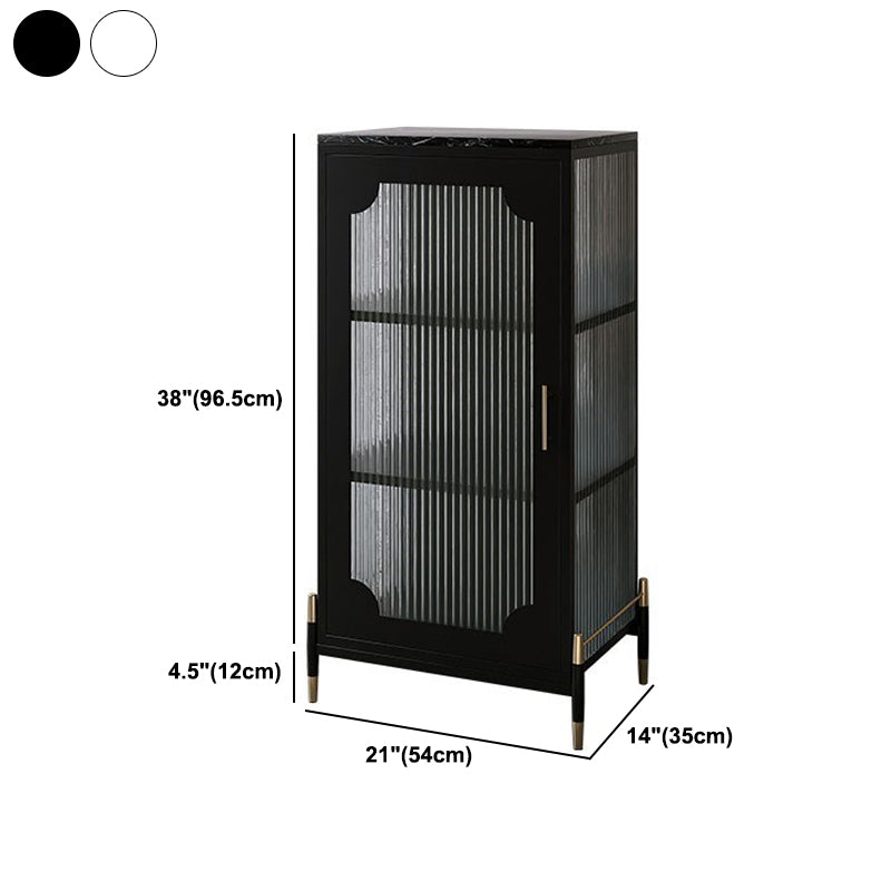 Glam Dining Server with Metal Legs Metallic Finish Sideboard with Glass Door Clearhalo 'buffet_sideboard' 'Buffets & Sideboards' 'furn' 'furn_buffet_sideboard' 'Furniture' 'Kitchen & Dining Furniture' 5998848