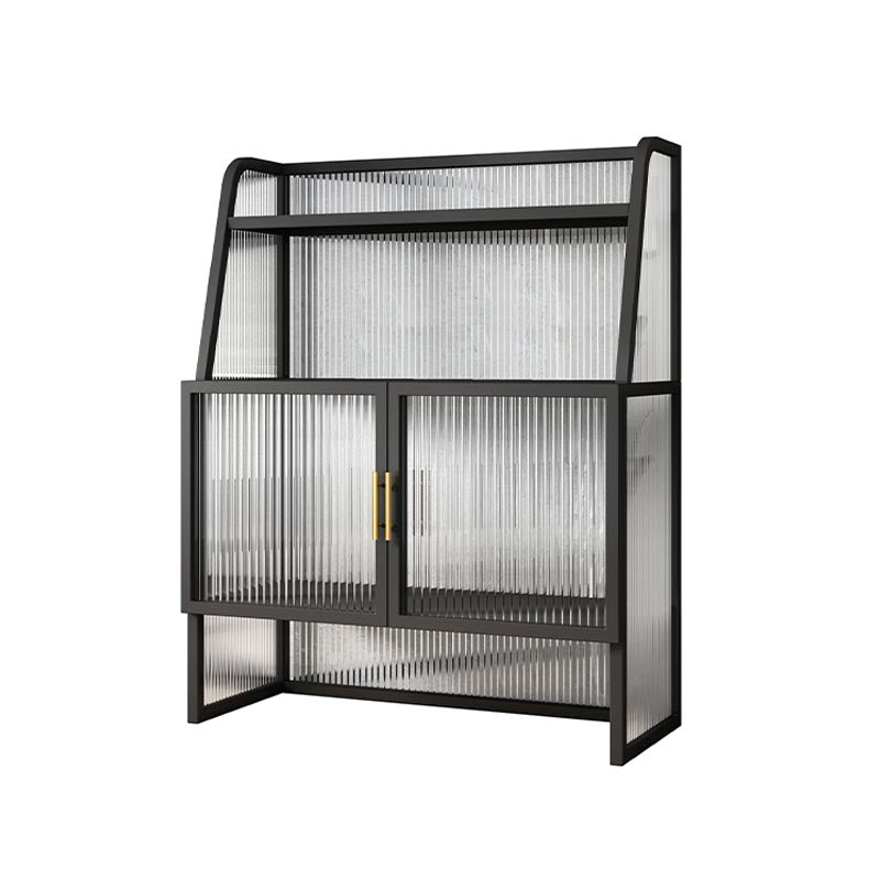 Aparador de metal para la sala de estar servidor de comedor con 2 puertas de vidrio