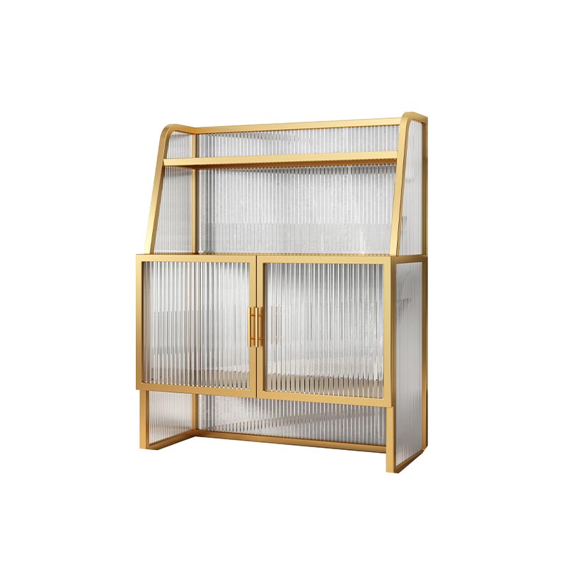 Aparador de metal para la sala de estar servidor de comedor con 2 puertas de vidrio