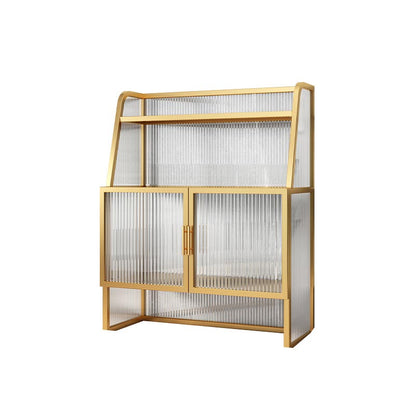 Aparador de metal para la sala de estar servidor de comedor con 2 puertas de vidrio