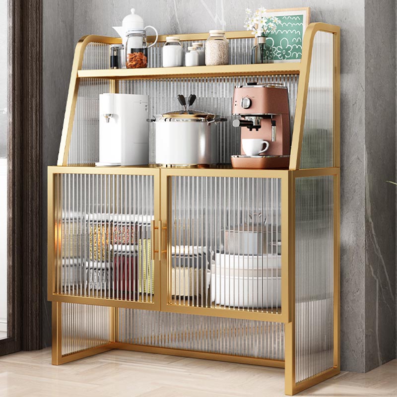 Aparador de metal para la sala de estar servidor de comedor con 2 puertas de vidrio