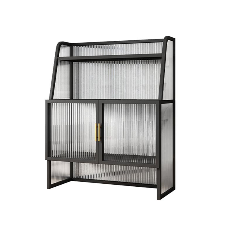 Aparador de metal para la sala de estar servidor de comedor con 2 puertas de vidrio