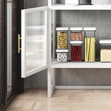 Aparador de metal para la sala de estar servidor de comedor con 2 puertas de vidrio