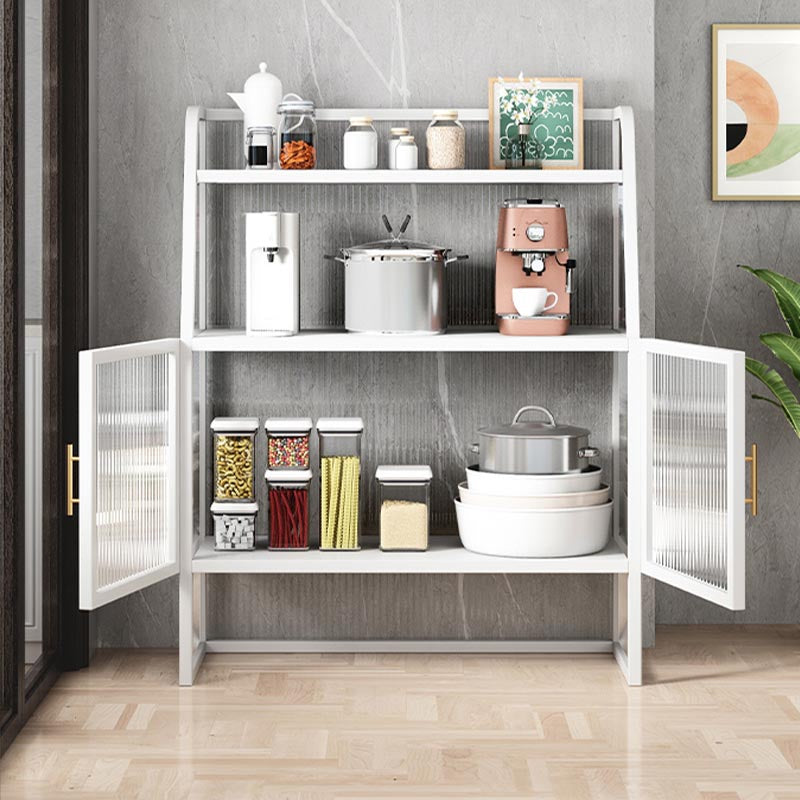 Aparador de metal para la sala de estar servidor de comedor con 2 puertas de vidrio
