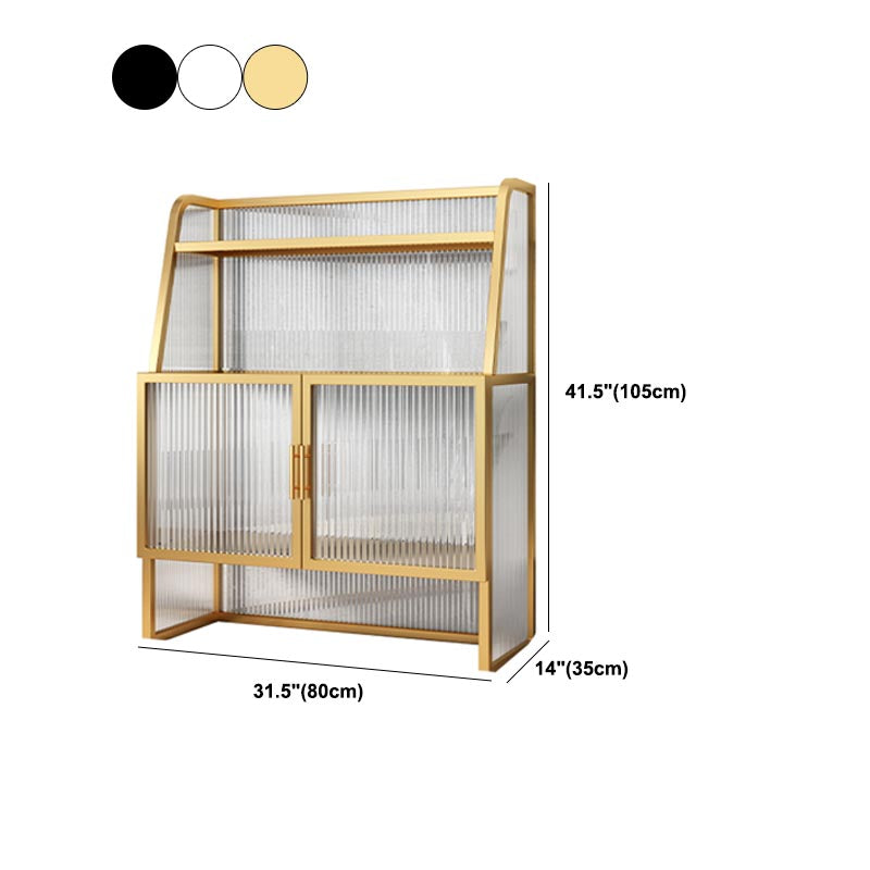 Aparador de metal para la sala de estar servidor de comedor con 2 puertas de vidrio
