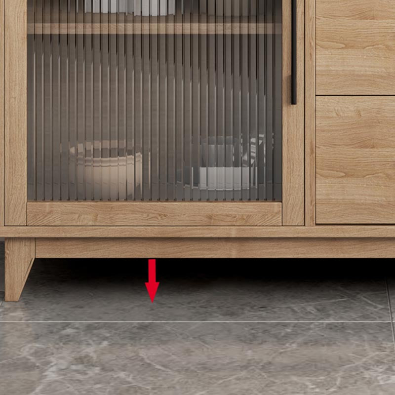 Server in vetro di vetro moderno ingegnerizzato in legno con cassetti e archiviazione