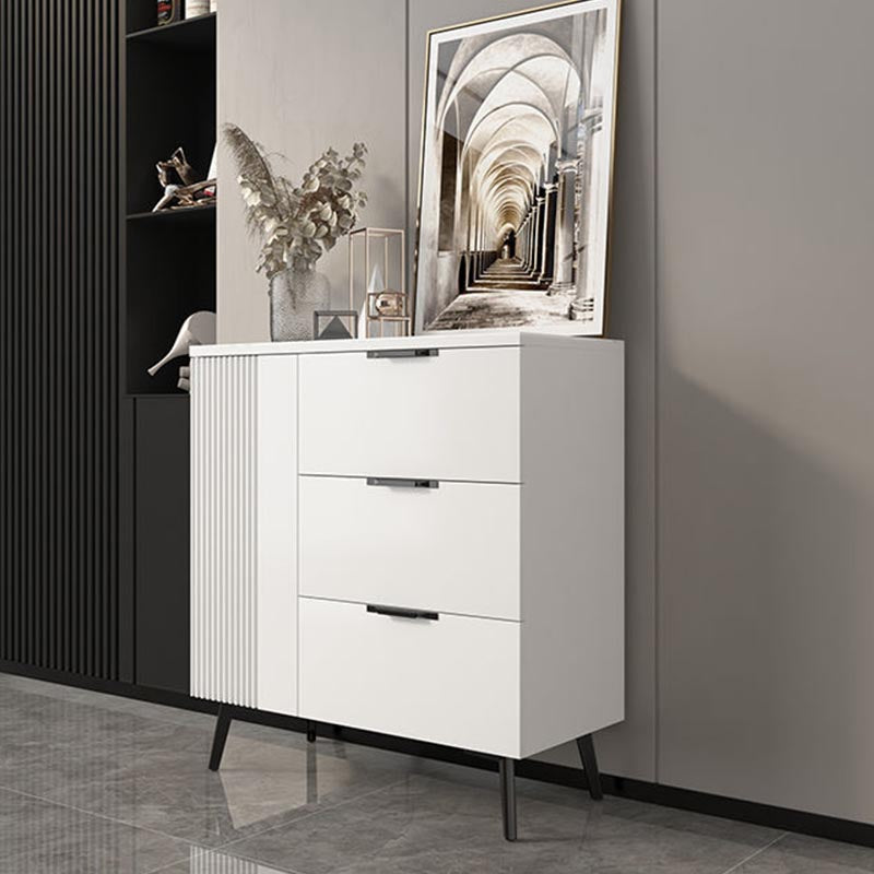 Wood and Stone Dining Server Contemporary Server with 3 Drawers 31"L x 14"W x 33"H White Stone Clearhalo 'buffet_sideboard' 'Buffets & Sideboards' 'furn' 'furn_buffet_sideboard' 'Furniture' 'Kitchen & Dining Furniture' 5998932